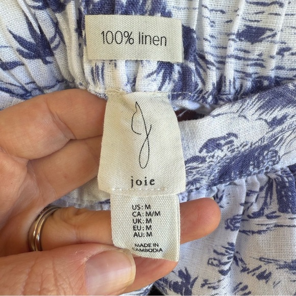 JOIE Women’s Linen White Blue Floral Printed A Line Midi Skirt Size Medium - Picture 8 of 9